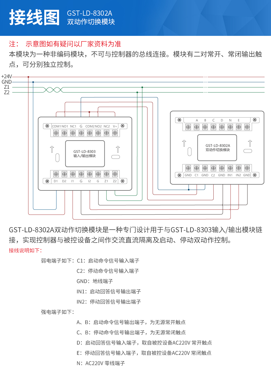 GST-LD-8302A雙動(dòng)作切換模塊特點(diǎn)