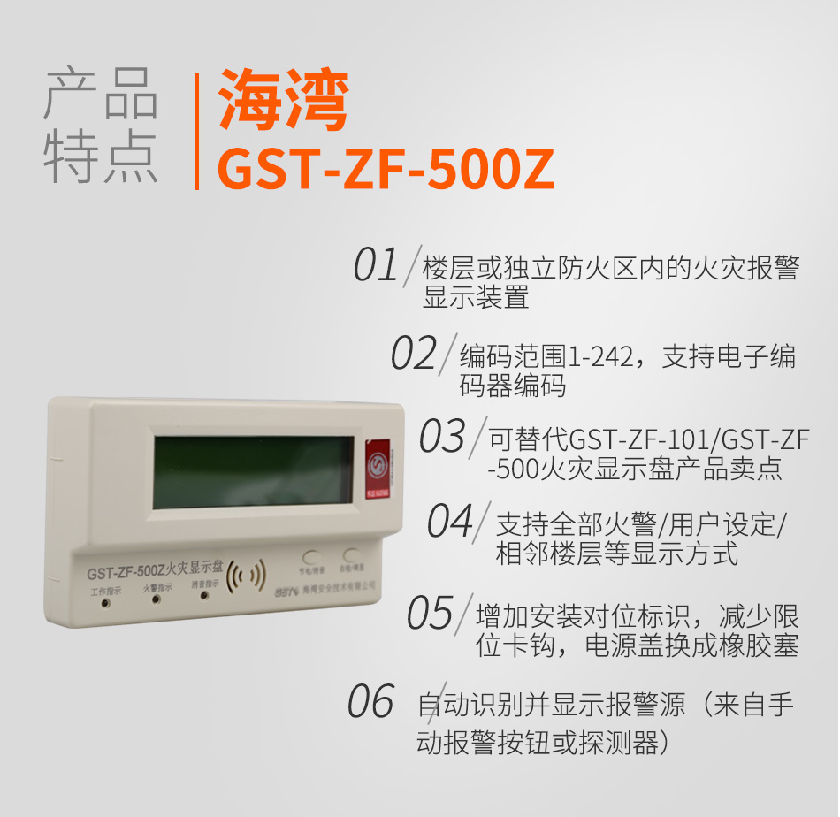 GST-ZF-500Z總線型火災(zāi)顯示盤(pán)特點(diǎn)